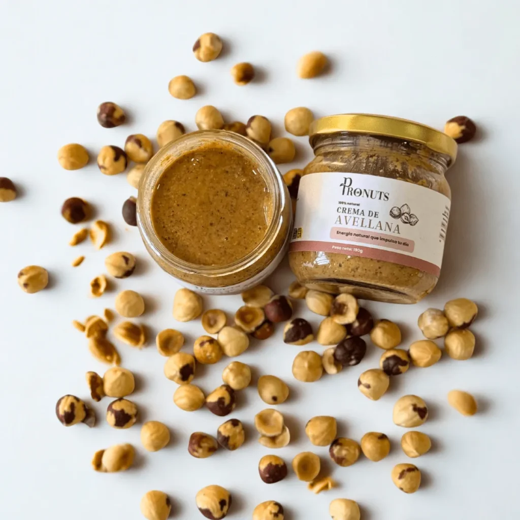 Crema de avellana natural. Crema de avellana artesanal.
