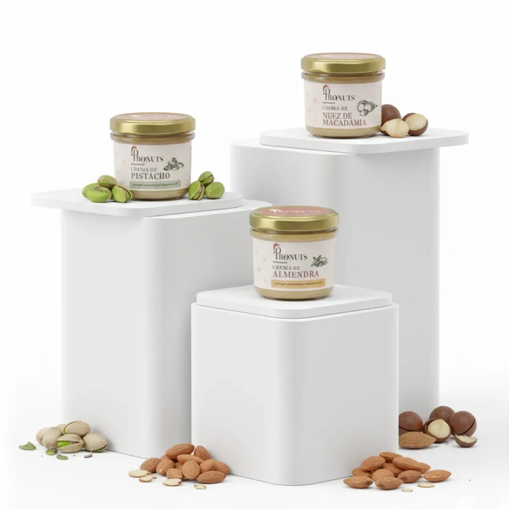 Pack de 3 cremas de frutos secos 100% natural - Almendra, pistacho y nuez de macadamia